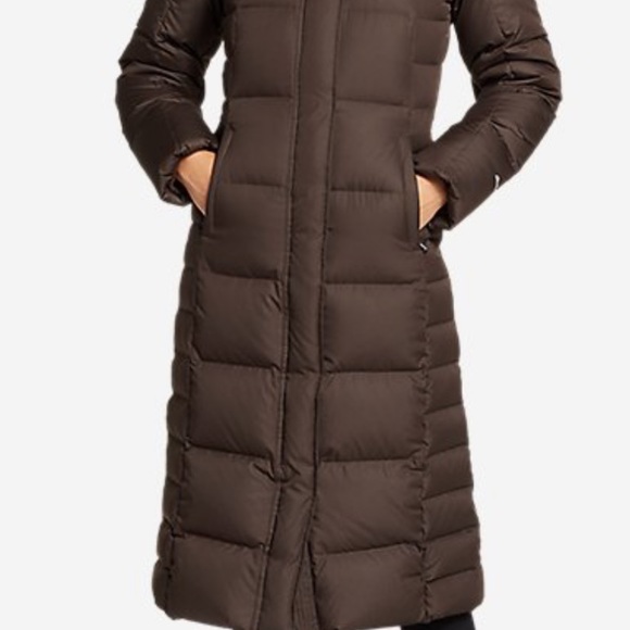 Eddie Bauer | Long Puffer Coat in Cocoa Size TM (Tall Medium) - Picture 4 of 16